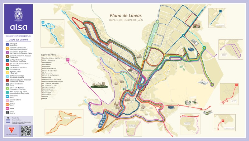 plano de las líneas del transporte urbano de Jaén. Abre en ventana nueva